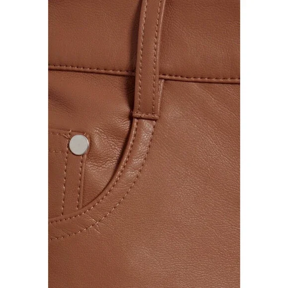 $275 Cami NYC Women's Brown Hanie Cropped Faux Leather Straight Leg Pants Size 2 - Picture 3 of 5